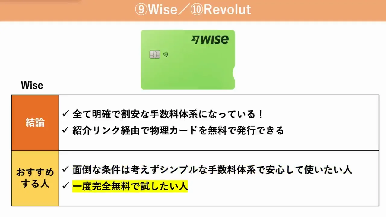 話者の結論：シンプルさのWise、お得追求のRevolut