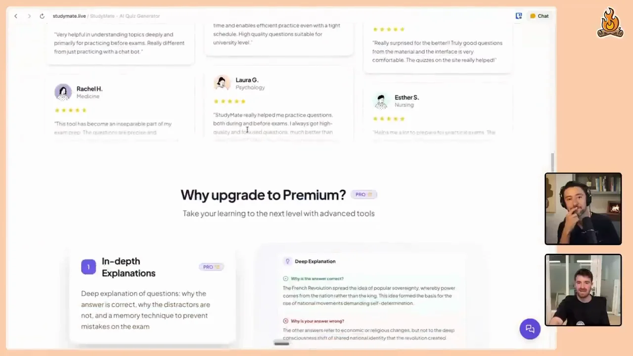 Live demo: StudyMate and a fill-in-the-blank feature