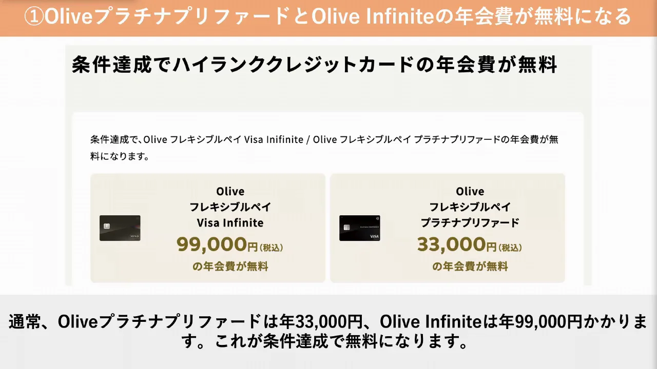 メリット1：プラチナプリファードとInfiniteの年会費が無料に