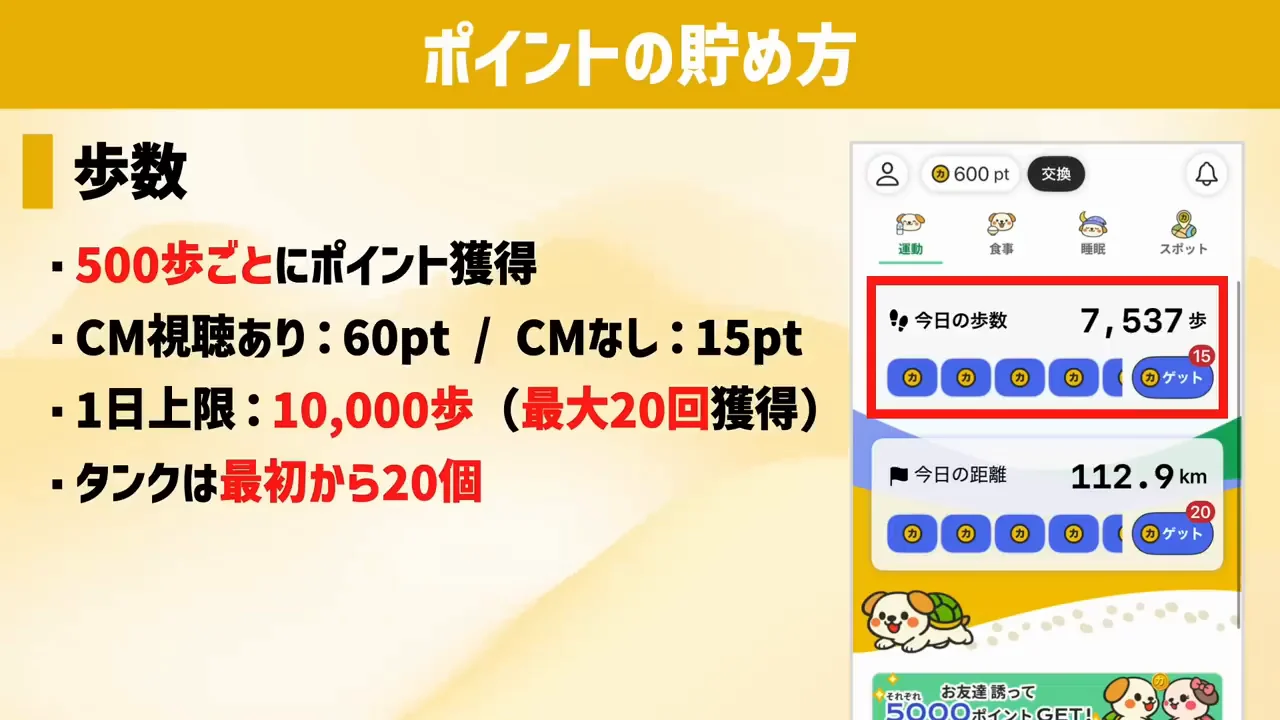 歩数：最初から20個のタンクが開放されている