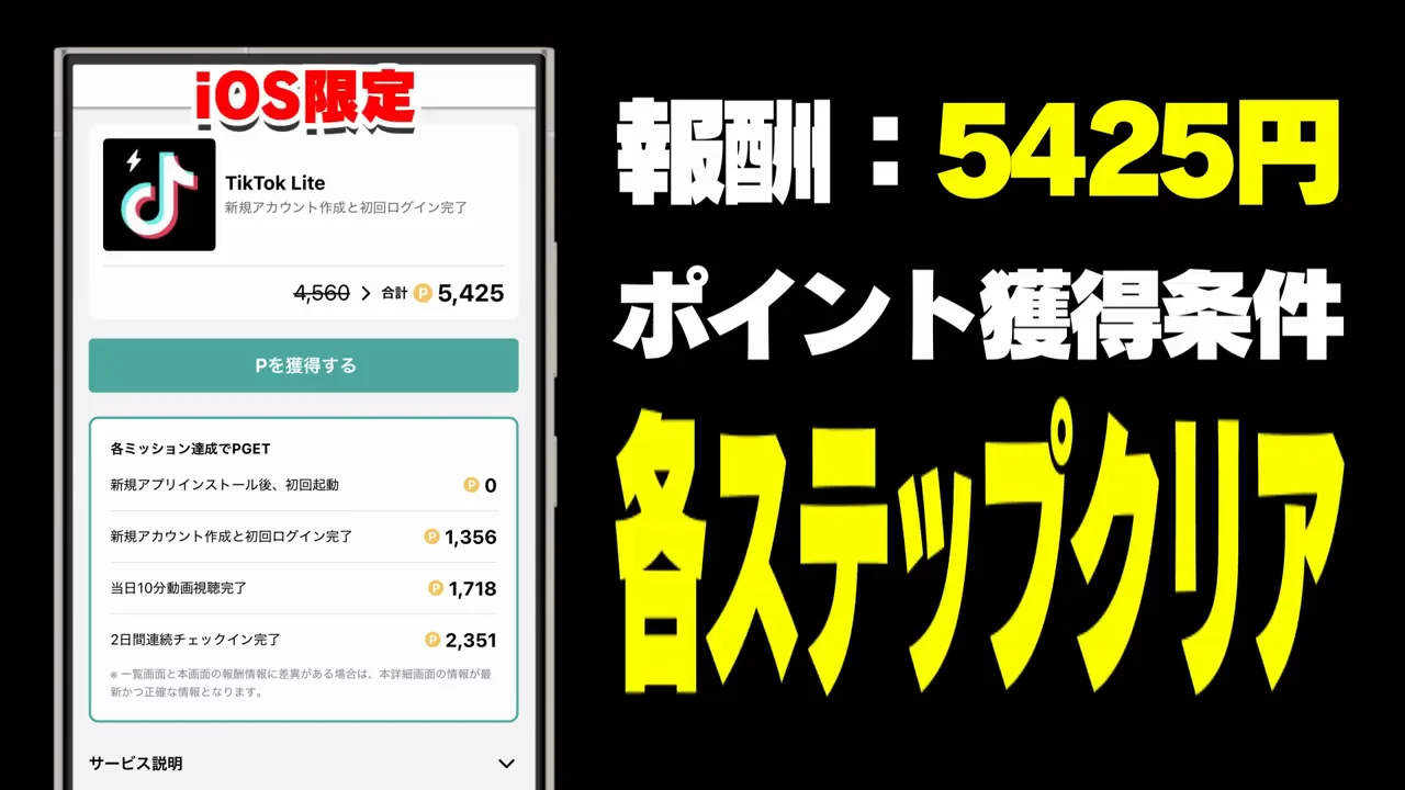 TikTok Lite：年齢設定に注意が必要なステップ案件