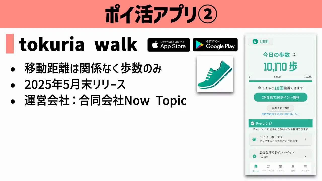 tokuria walk:iOSとAndroidの両方に対応したシンプルなアプリ