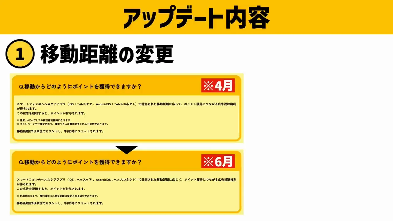 変更点1：広告視聴権利を得るための移動距離