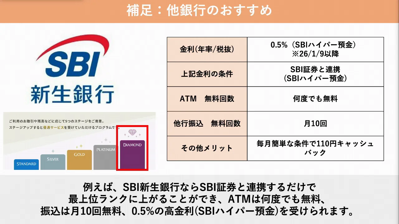 メイン口座には他行を勧める理由