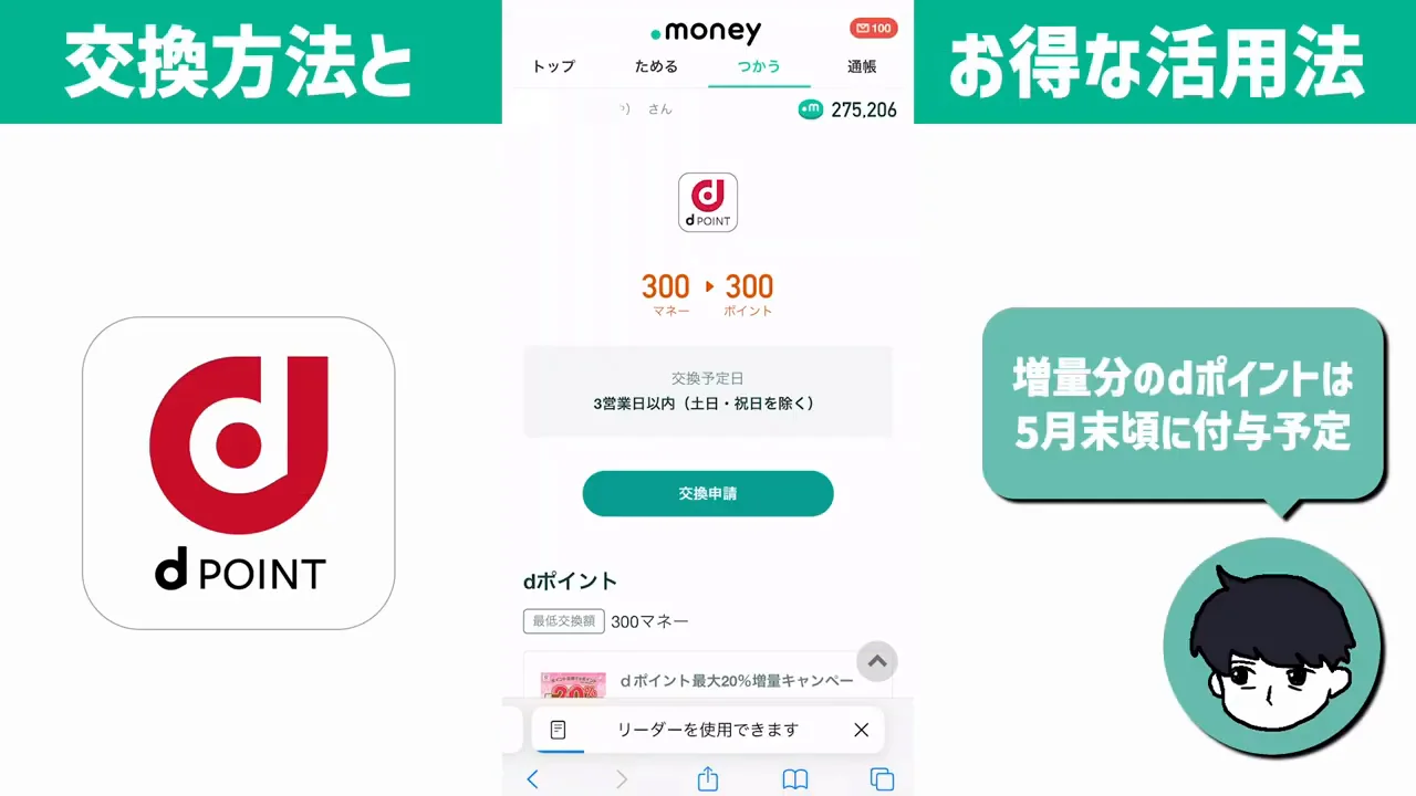 dポイント交換の実演と「確認」で止まる問題