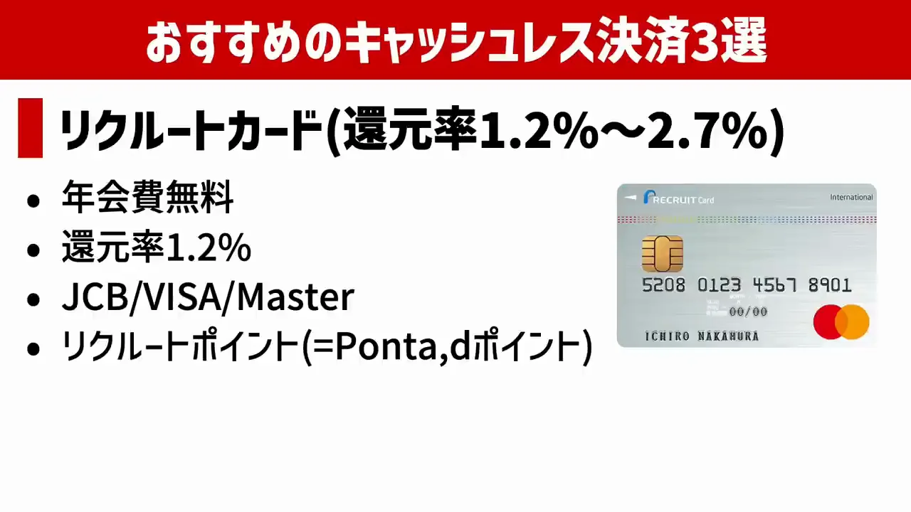 おすすめ1:リクルートカード(1.2%〜2.7%)