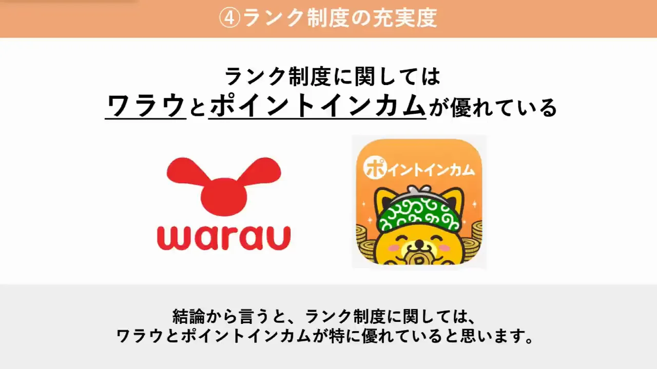 重要項目④:ランク制度の充実度
