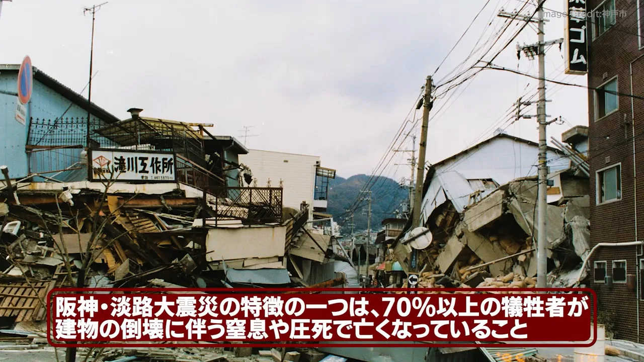犠牲者の7割以上は建物倒壊による窒息・圧死