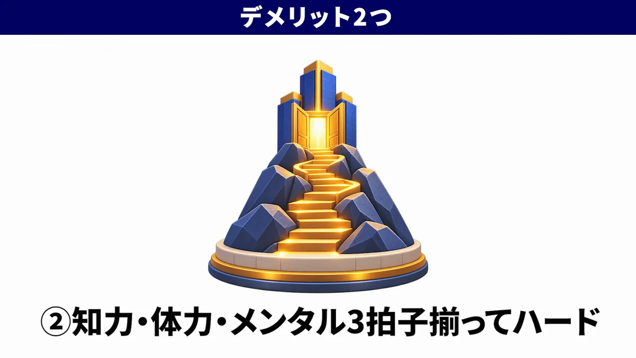 デメリット2　体力・メンタル・知力のすべてがハード
