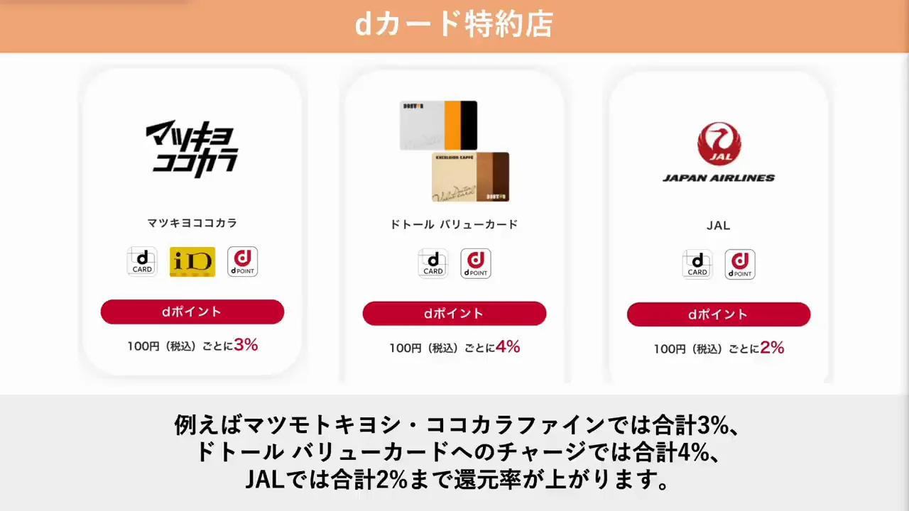 dカード特約店ではd払いが対象外になりやすい
