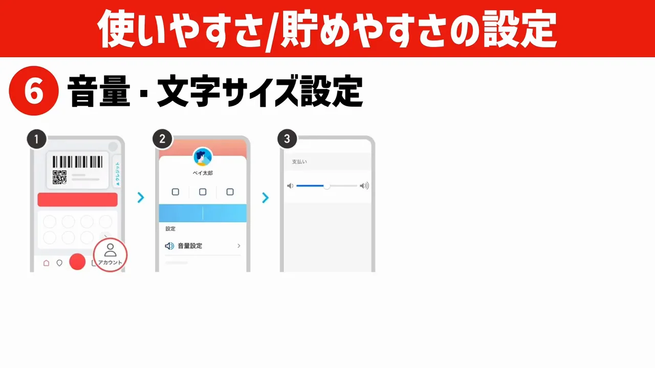 6. 音量と文字サイズを調整する