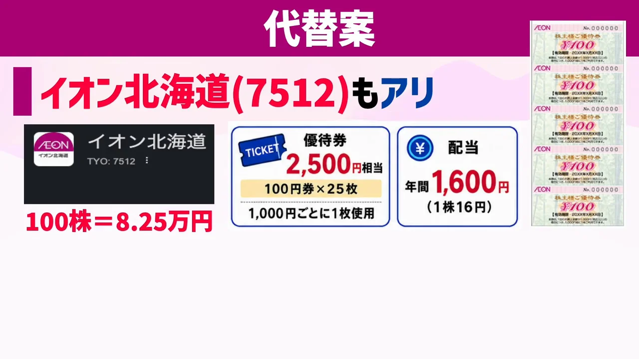 代替案：イオン北海道・イオン九州の優待券