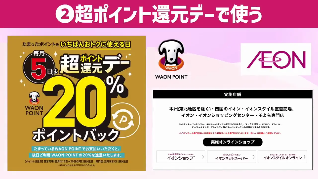 使い方2：毎月5日の「超ポイント還元」