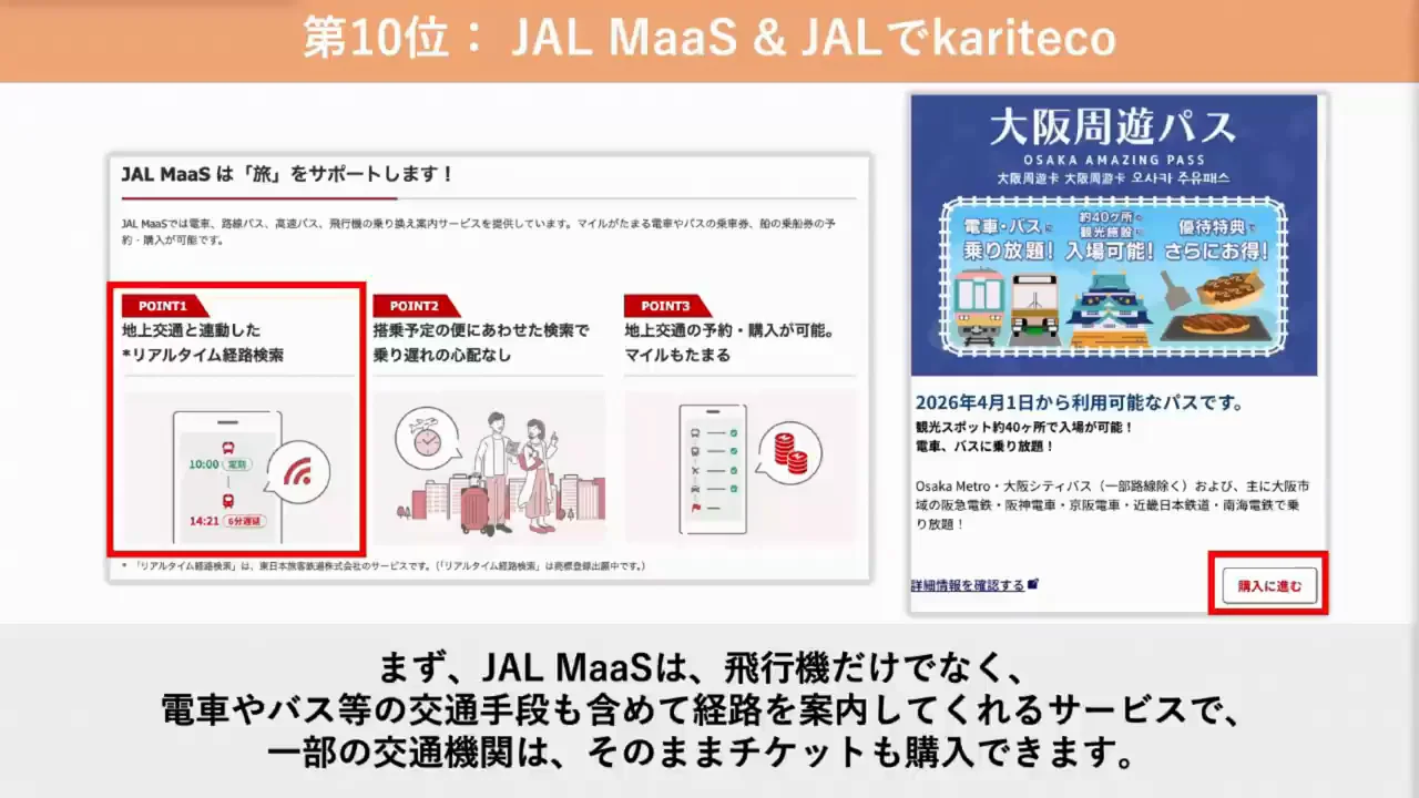 第10位:JAL MaaSとJALでKariteco