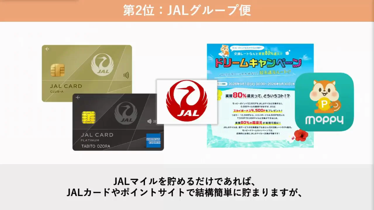 第2位:JALグループ便への搭乗