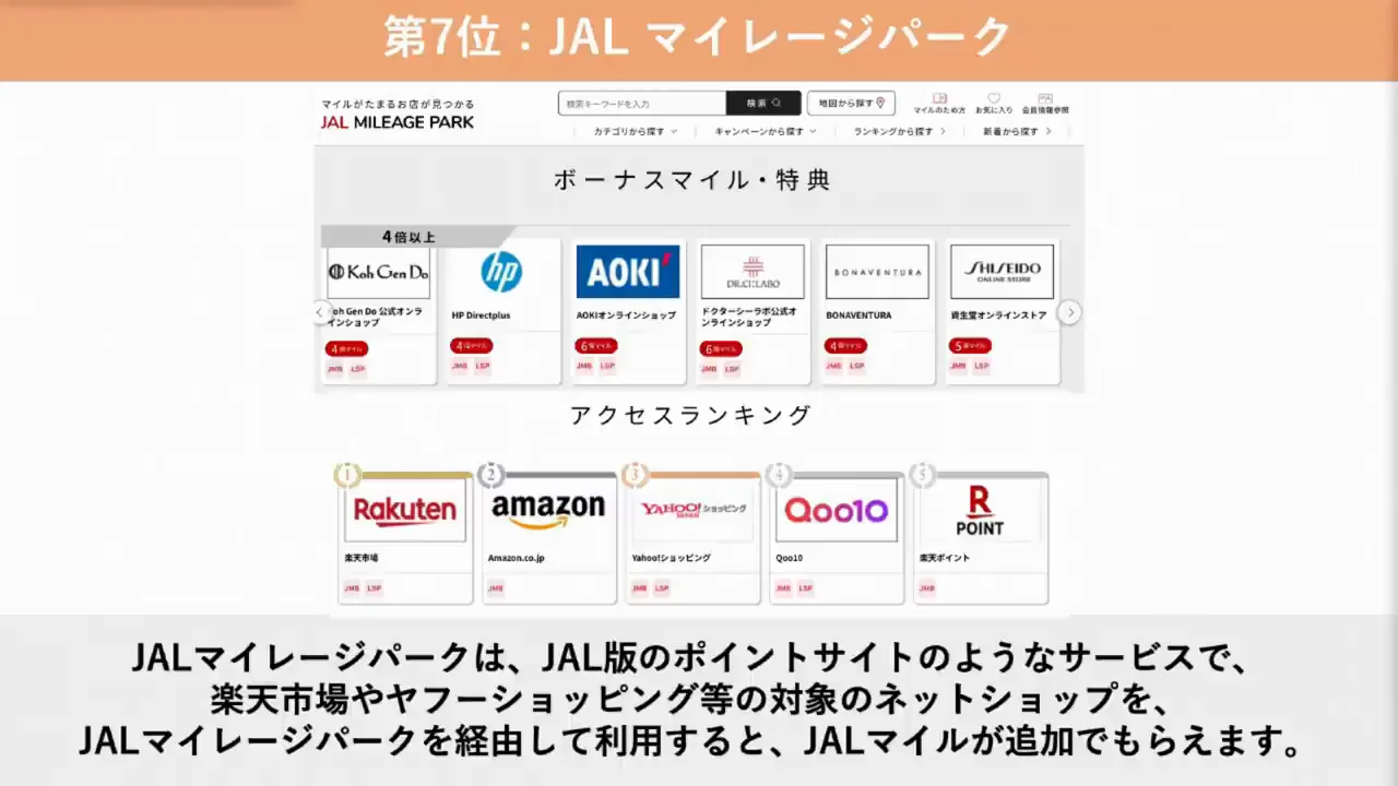 第7位:JALマイレージパーク