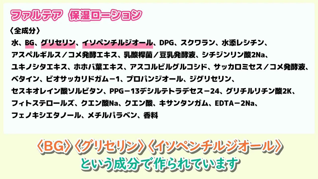 成分解説:保湿ローション