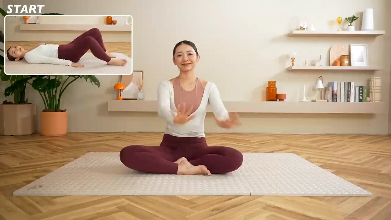 仰向けで膝を左右に倒し、腰と股関節をゆるめる