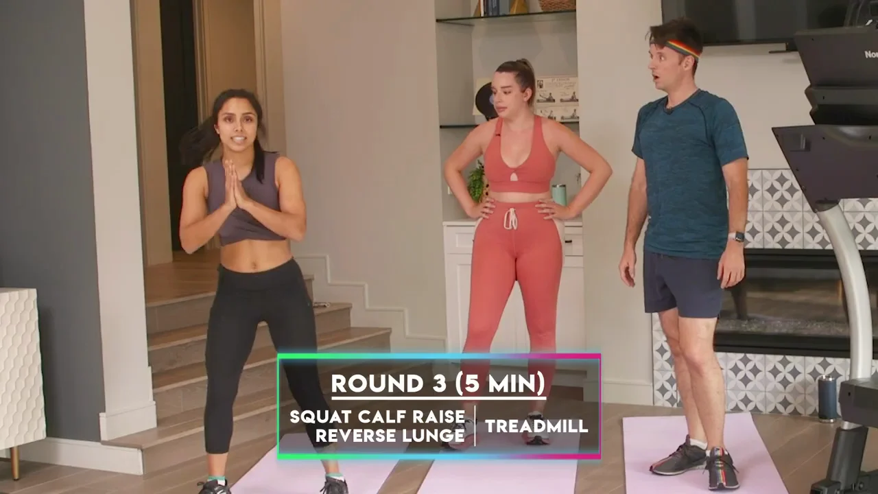 Round 3: Squat Calf Raises and Reverse Lunges