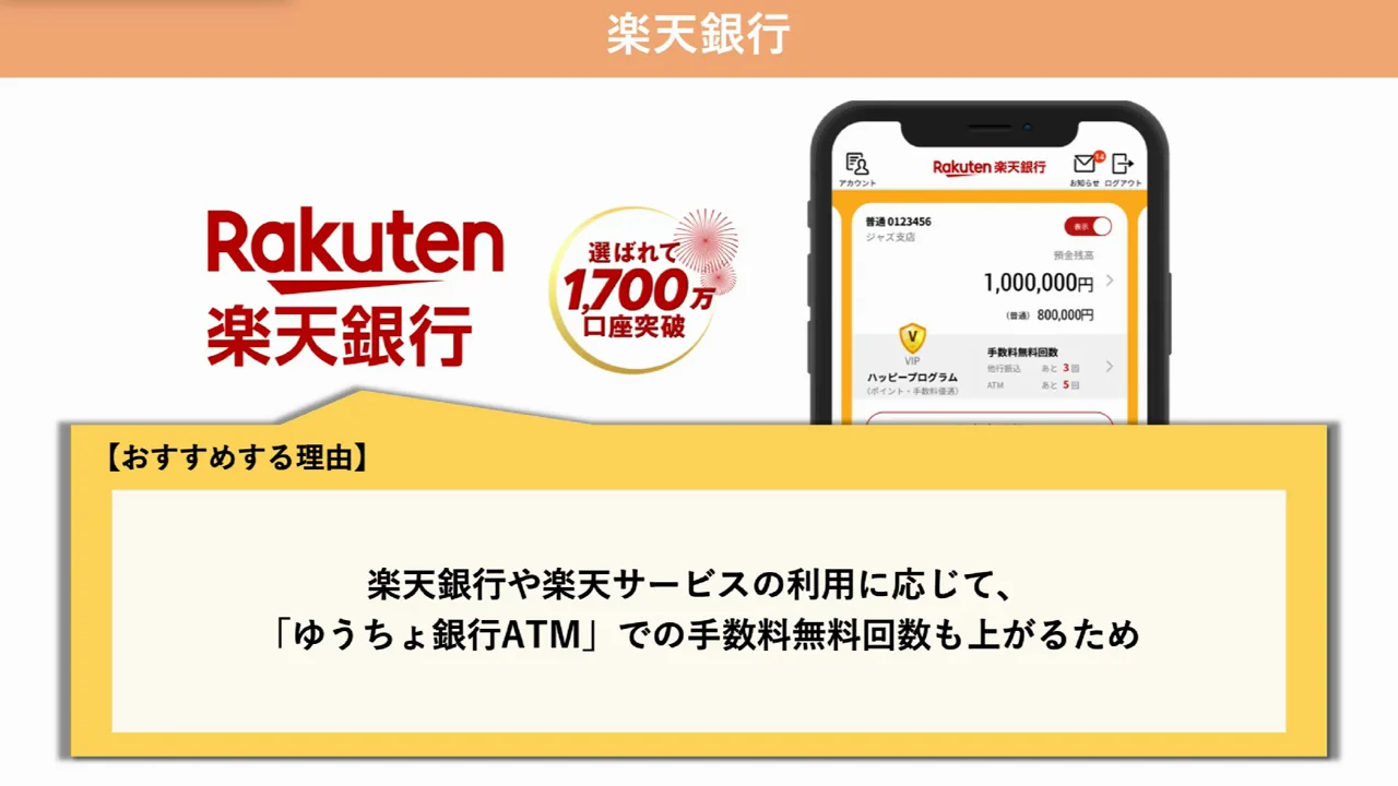 代替口座3：楽天銀行――楽天サービスの利用度で条件が変わる