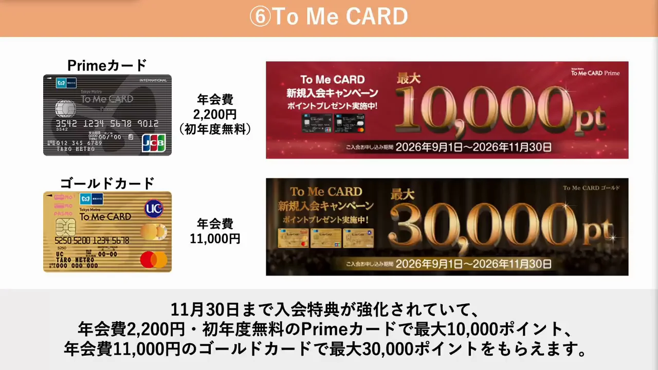 To Me CARD：東京メトロの乗車でポイント