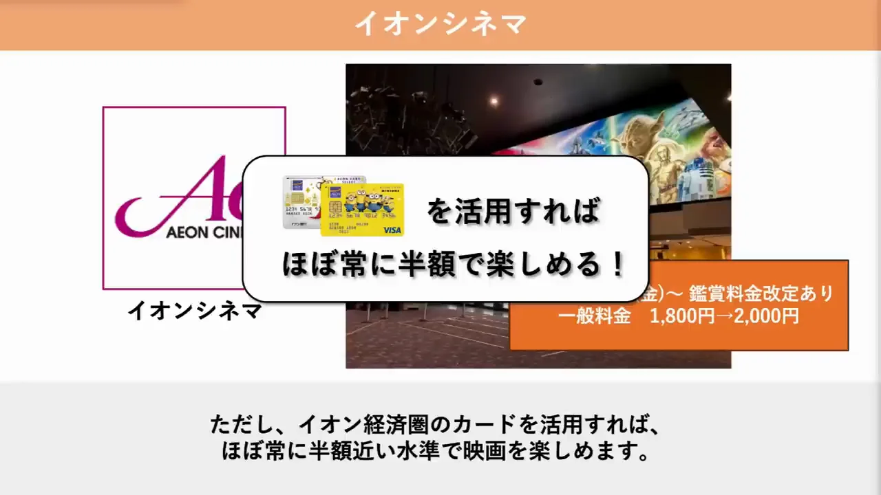 イオンシネマ:カード次第でほぼ半額