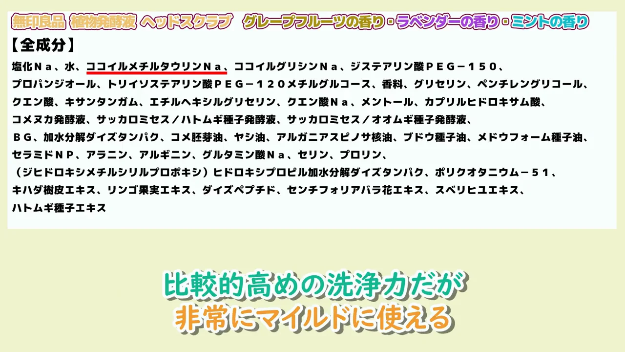 洗浄成分の構成：マイルドでそれなりの洗浄力