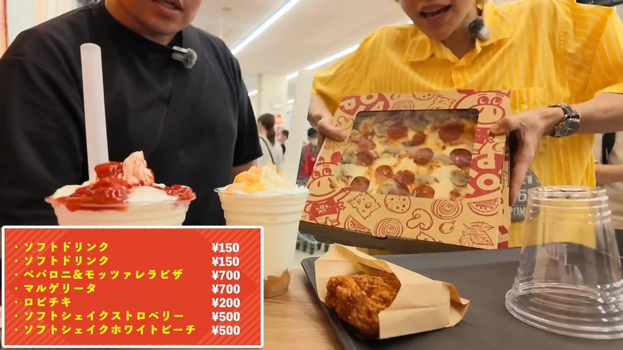 朝食：ロピチキ、シェイク、ピザ