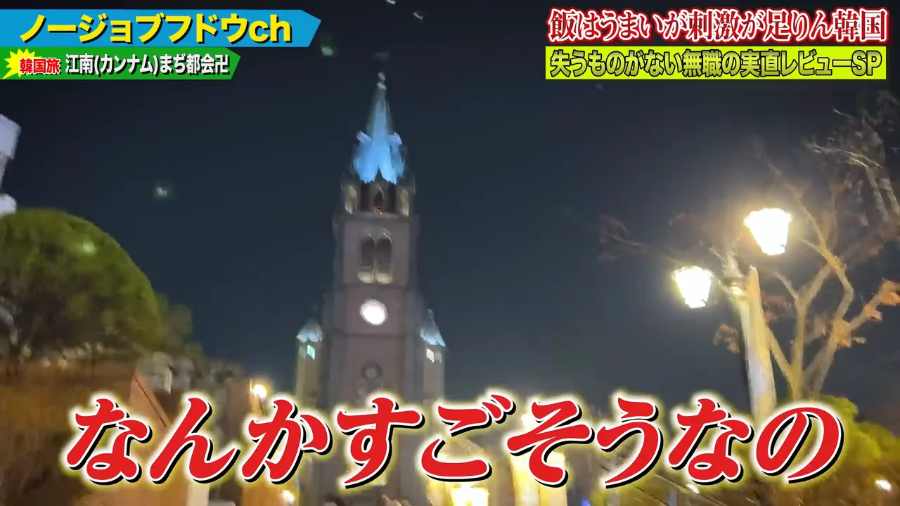 明洞聖堂と夜の屋台