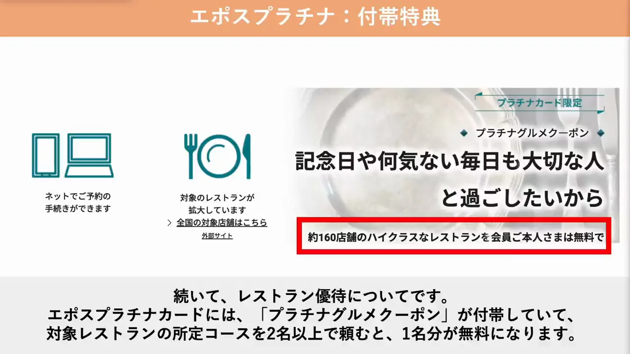 グルメクーポンとVisaプラチナの優待