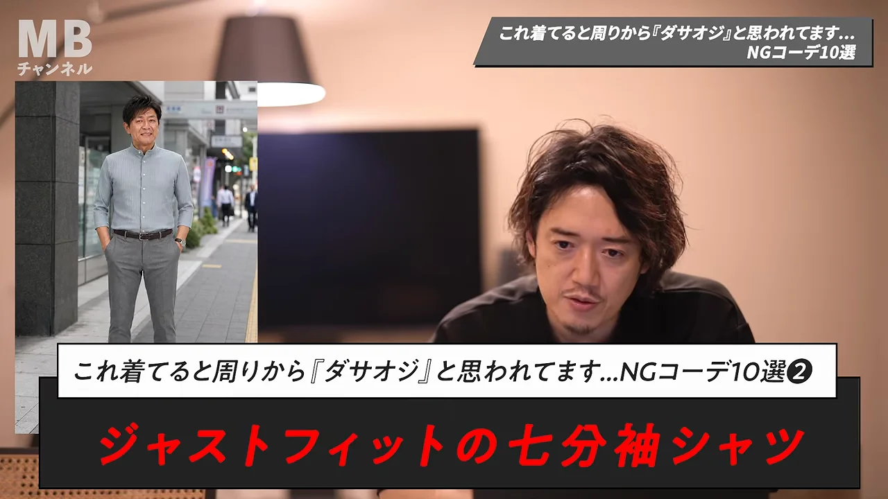 2. ジャストフィットの七分袖シャツ