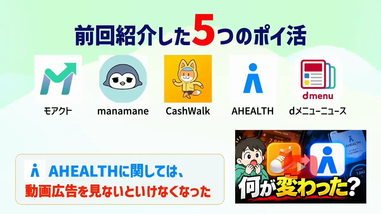 前回の5つとAHEALTHの扱い