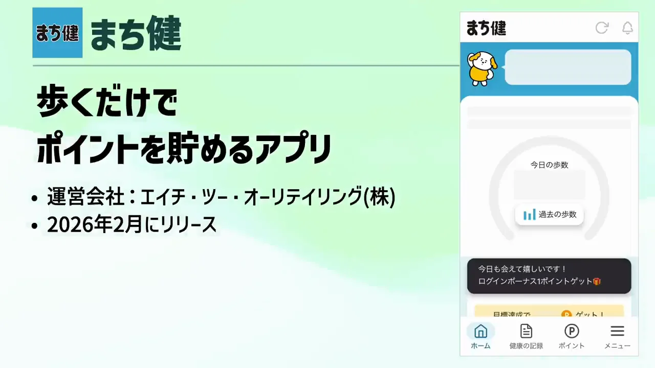 まち健：ログインと歩数だけで1日最大4ポイント