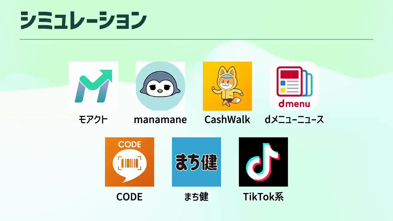 8つのアプリを組み合わせた試算