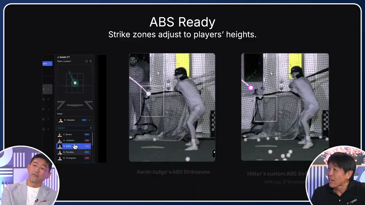 今後追加される機能：ABS対応、打撃映像、HitTrax連携