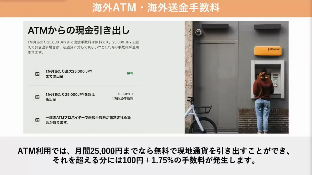 ATM出金と海外送金の手数料
